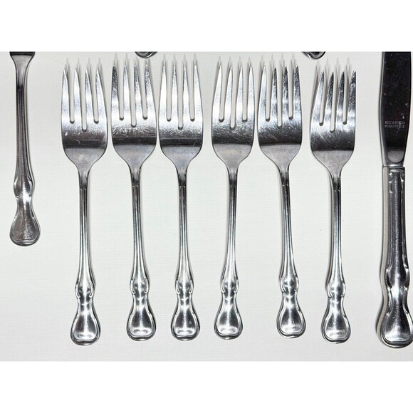 VTG 60s Reed & Barton Flatware 49 Set MODERN PROVINCIAL Mirrorstele Stainless - Picture 5 of 16